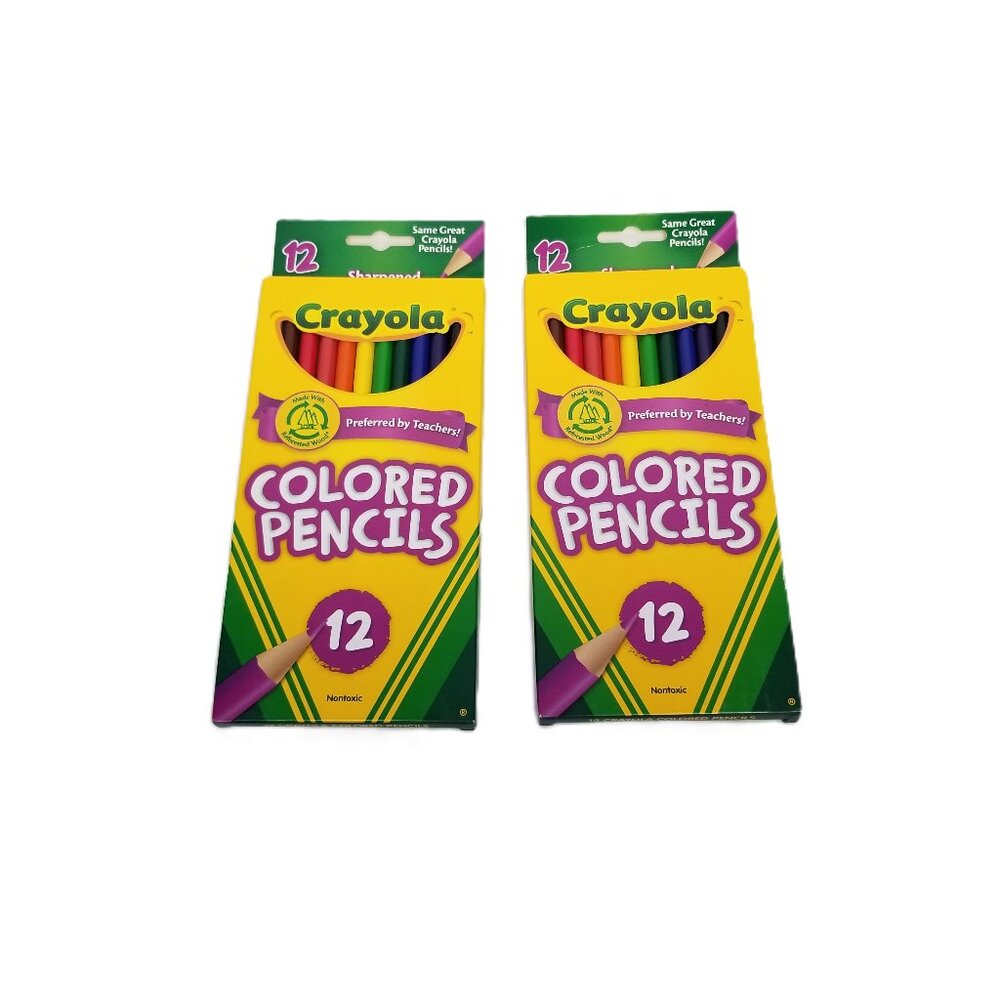 Crayola Colored Pencils 12 Count Sharpened Lot 2 Packs Teachers